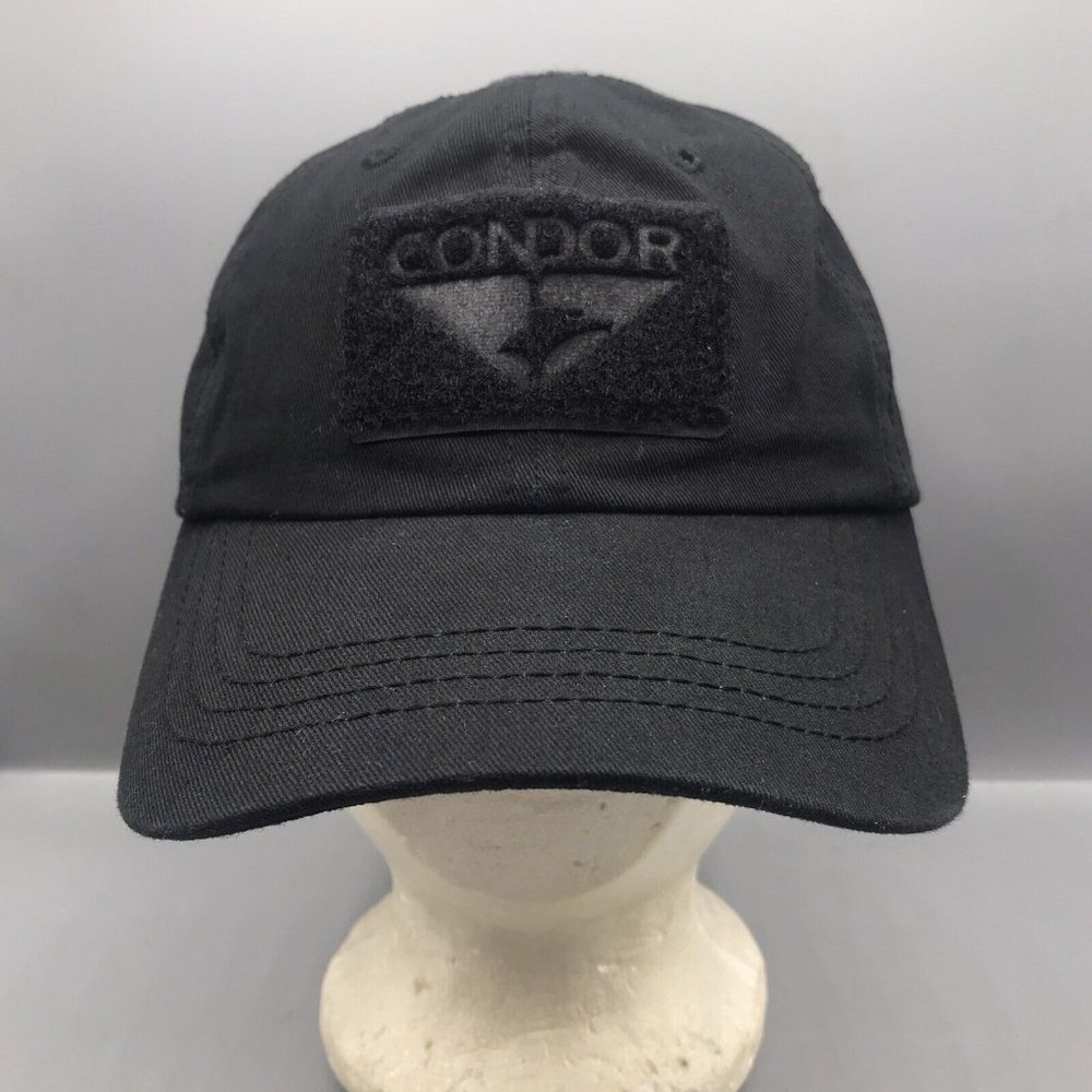 Condor Tactical Hat Cap Black Adjustable Hook And Loop Patches VGC